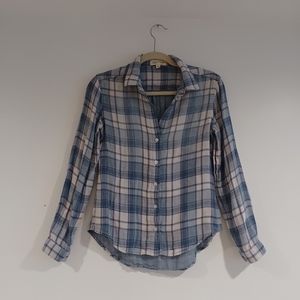 Cloth and Stone plaid shirt front buttons size XS
